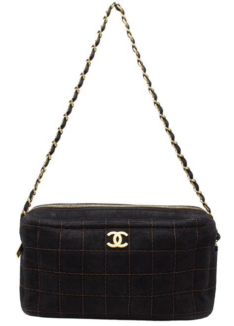 chanel chocolate bar navy black denim leather shoulder bag|Chanel Chocolate Bar Navy Denim .